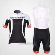 2012 Fahrradbekleidung Castelli Wei und Shwarz Trikot Kurzarm und Tragerhose