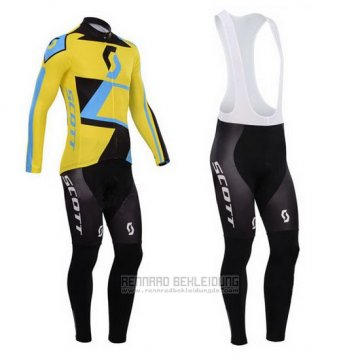 2014 Fahrradbekleidung Scott Gelb und Shwarz Trikot Langarm und Tragerhose