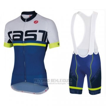 2016 Fahrradbekleidung Castelli Blau Wei Trikot Kurzarm und Tragerhose