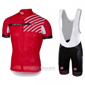 2017 Fahrradbekleidung Castelli Free Ar Rot Trikot Kurzarm und Tragerhose