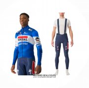 2024 Fahrradbekleidung Deceuninck Quick Step Blau Wei Trikot Langarm Und Tragerhose