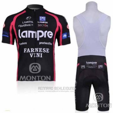 2010 Fahrradbekleidung Lampre Farnese Vini Shwarz Trikot Kurzarm und Tragerhose