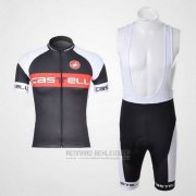 2011 Fahrradbekleidung Castelli Wei und Grau Trikot Kurzarm und Tragerhose