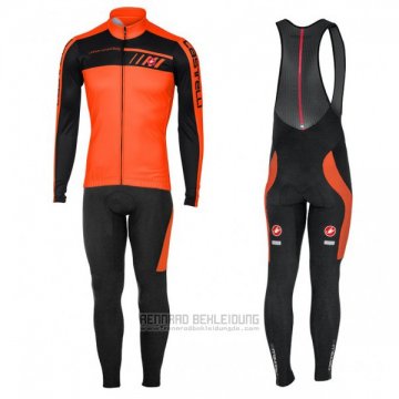 2017 Fahrradbekleidung Castelli Orange und Shwarz Trikot Langarm und Tragerhose