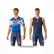 2024 Fahrradbekleidung Deceuninck Quick Step Blau Wei Trikot Kurzarm Und Tragerhose