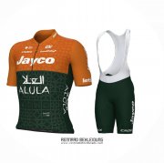 2024 Fahrradbekleidung Jayco AlUla Orange Grun Trikot Kurzarm Und Tragerhose