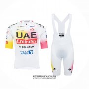 2024 Fahrradbekleidung UAE Rosa Gelb Trikot Kurzarm Und Tragerhose