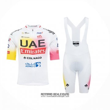 2024 Fahrradbekleidung UAE Rosa Gelb Trikot Kurzarm Und Tragerhose