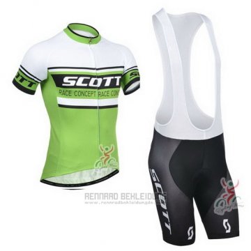 2014 Fahrradbekleidung Scott Wei und Grun Trikot Kurzarm und Tragerhose