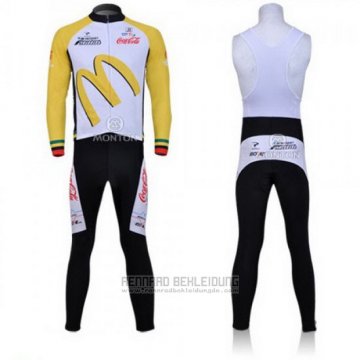 2011 Fahrradbekleidung McDonalds Wei und Gelb Trikot Langarm und Tragerhose