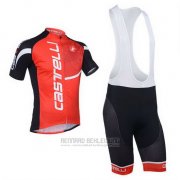 2013 Fahrradbekleidung Castelli Shwarz und Rot Trikot Kurzarm und Tragerhose