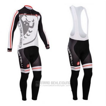 2014 Fahrradbekleidung Trikot Langarm und Tragerhose Castelli Shwarz und Wei