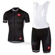 2017 Fahrradbekleidung Castelli Tief Shwarz Trikot Kurzarm und Tragerhose