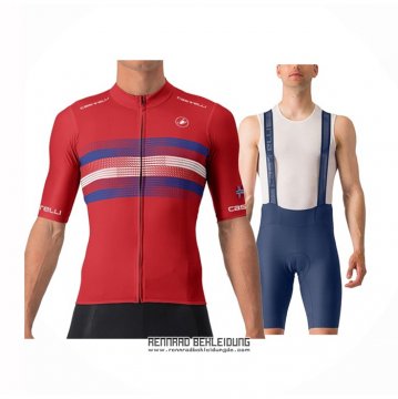 2024 Fahrradbekleidung Castelli Rot Blau Trikot Kurzarm Und Tragerhose