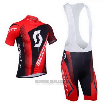 2013 Fahrradbekleidung Scott Shwarz und Rot Trikot Kurzarm und Tragerhose