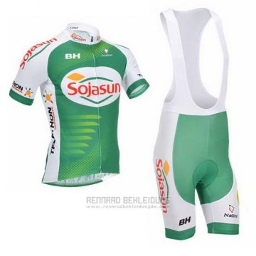 2013 Fahrradbekleidung Sojasun Wei und Grun Trikot Kurzarm und Tragerhose