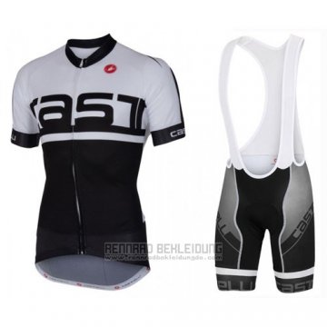 2016 Fahrradbekleidung Castelli Wei Shwarz Trikot Kurzarm und Tragerhose