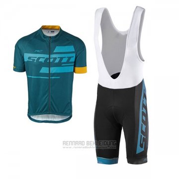 2017 Fahrradbekleidung Scott Blau Trikot Kurzarm und Tragerhose