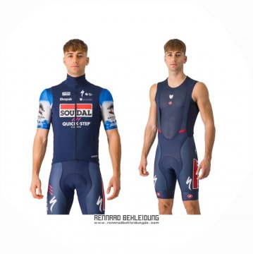 2024 Fahrradbekleidung Deceuninck Quick Step Dunkel Blau Trikot Kurzarm Und Tragerhose