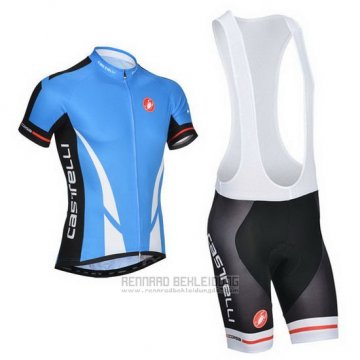 2014 Fahrradbekleidung Castelli Blau und Shwarz Trikot Kurzarm und Tragerhose