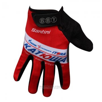 2014 Katusha Langfingerhandschuhe Radfahren