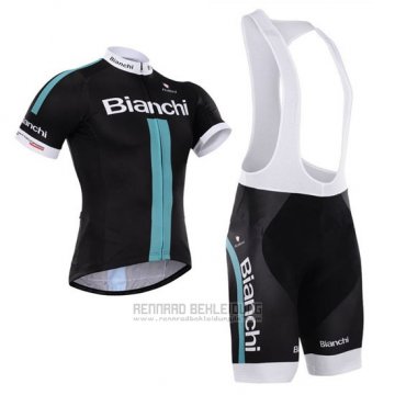 2015 Fahrradbekleidung Bardiani Shwarz und Blau Trikot Kurzarm und Tragerhose