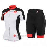 2016 Fahrradbekleidung Castelli Wei Rot Trikot Kurzarm und Tragerhose