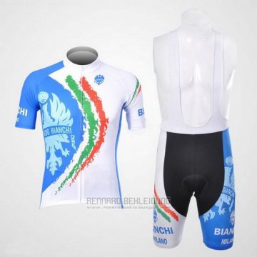 2012 Fahrradbekleidung Bianchi Wei und Hellblau Trikot Kurzarm und Tragerhose