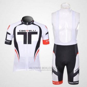 2012 Fahrradbekleidung Castelli Shwarz und Wei Trikot Kurzarm und Tragerhose