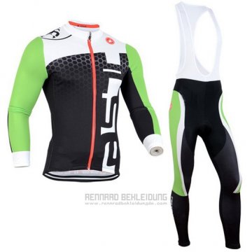 2014 Fahrradbekleidung Castelli Shwarz und Grun Trikot Langarm und Tragerhose