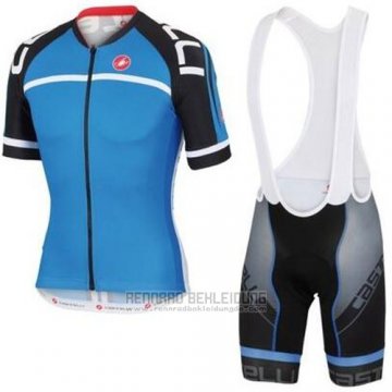 2016 Fahrradbekleidung Castelli Shwarz und Blau Trikot Kurzarm und Tragerhose