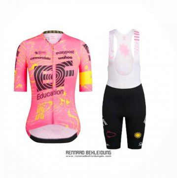 2024 Fahrradbekleidung Frau EF Education Rosa Trikot Kurzarm Und Tragerhose