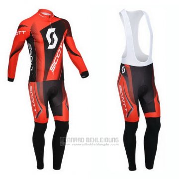 2013 Fahrradbekleidung Scott Shwarz und Rot Trikot Langarm und Tragerhose