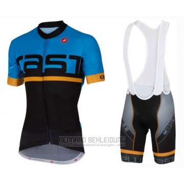 2016 Fahrradbekleidung Castelli Blau Shwarz Trikot Kurzarm und Tragerhose