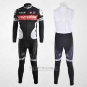 2010 Fahrradbekleidung Castelli Cervelo Wei und Shwarz Trikot Langarm und Tragerhose