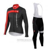 2015 Fahrradbekleidung Castelli 3t Shwarz und Rot Trikot Langarm und Tragerhose