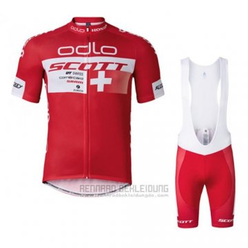 2016 Fahrradbekleidung Scott Wei und Rot Trikot Kurzarm und Tragerhose