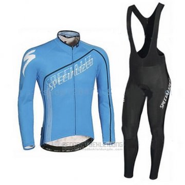 2016 Fahrradbekleidung Specialized Shwarz und Azurblau Trikot Langarm und Tragerhose