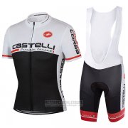 2017 Fahrradbekleidung Castelli Wei und Shwarz Trikot Kurzarm und Tragerhose