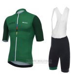 2018 Fahrradbekleidung Santini Crowin Grun und Shwarz Trikot Kurzarm und Tragerhose