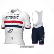 2024 Fahrradbekleidung Britannico Champion Bahrain Victorious Wei Rot Blau Trikot Kurzarm Und Tragerhose