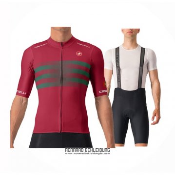 2024 Fahrradbekleidung Castelli Rot Grun Trikot Kurzarm Und Tragerhose