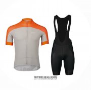 2024 Fahrradbekleidung POC Orange Grau Trikot Kurzarm Und Tragerhose