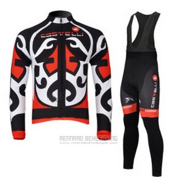 2011 Fahrradbekleidung Castelli Rot und Shwarz Trikot Langarm und Tragerhose