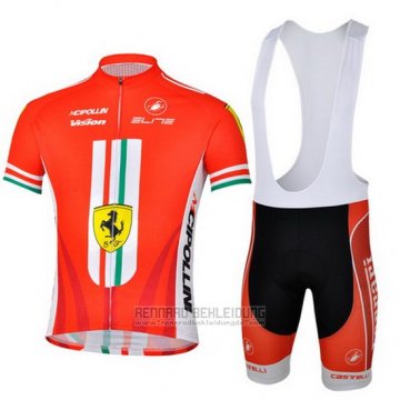 2013 Fahrradbekleidung Ferrari Wei und Rot Trikot Kurzarm und Tragerhose