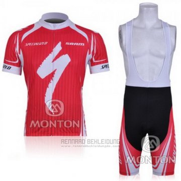 2011 Fahrradbekleidung Specialized Wei und Rot Trikot Kurzarm und Tragerhose