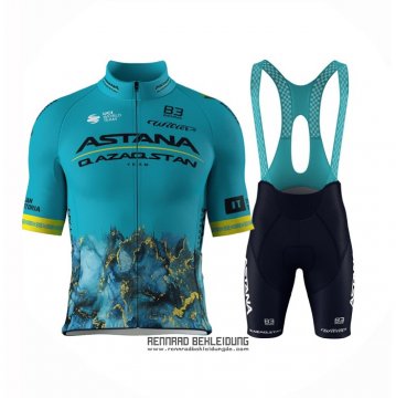 2024 Fahrradbekleidung Astana Hellblau Trikot Kurzarm Und Tragerhose