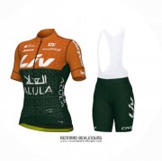 2024 Fahrradbekleidung Frau Jayco AlUla Orange Volett Trikot Kurzarm Und Tragerhose