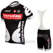 2010 Fahrradbekleidung Castelli Cervelo Wei und Shwarz Trikot Kurzarm und Tragerhose