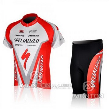 2010 Fahrradbekleidung Specialized Rot und Wei Trikot Kurzarm und Tragerhose